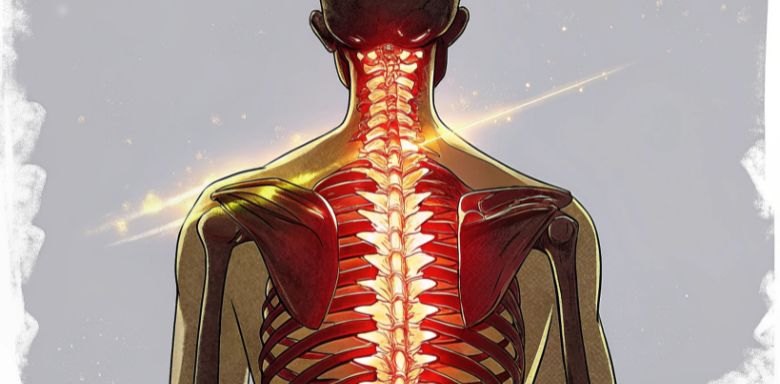 A digital illustration showing a curved spine.