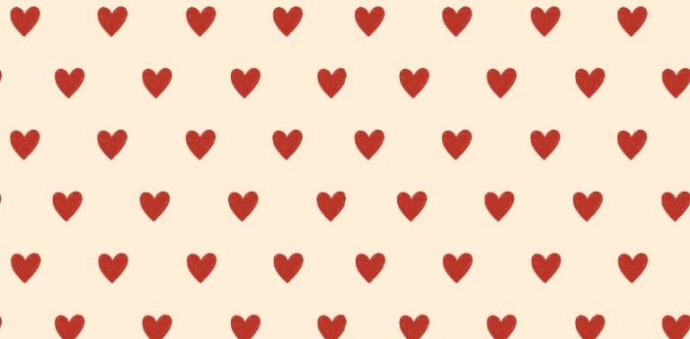 A digital drawing of small red hearts on a cream background.