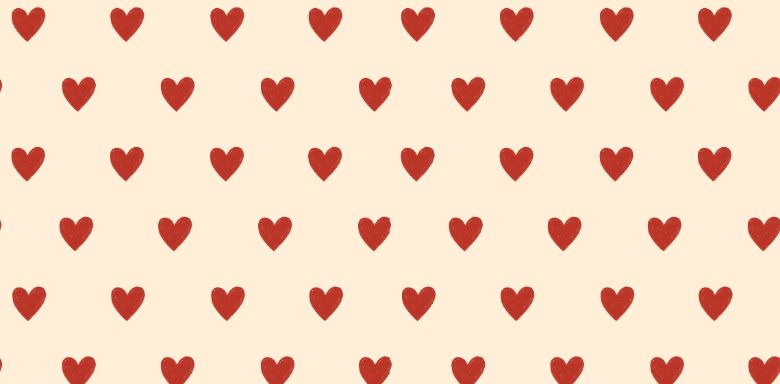 A digital drawing of small red hearts on a cream background.